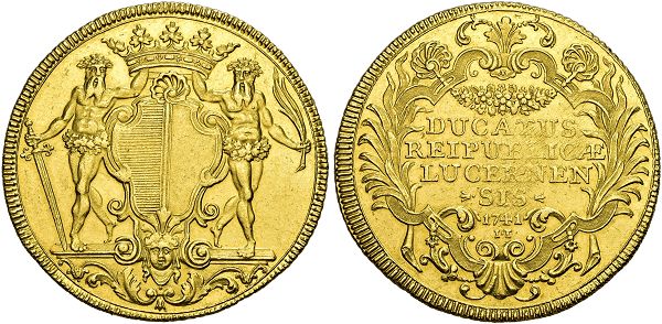 Luzern, Stadt und Kanton. 4 Dukaten 1741, Luzern.